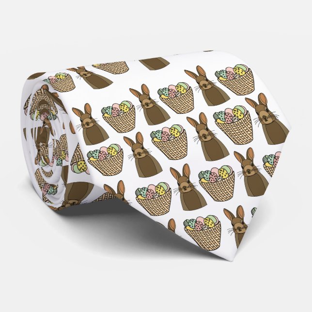 Happy Easter Eggs Basket Bunny Happy Easter  Tie (Rolled)