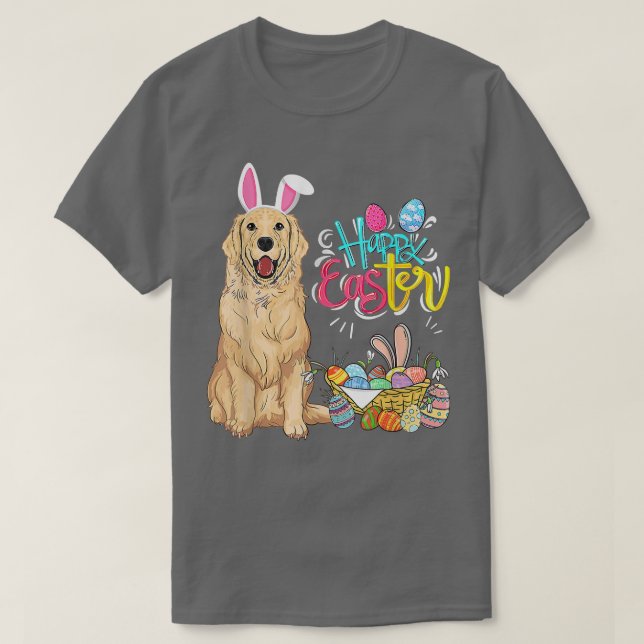 Happy Easter Eggs Bunny Dog Golden Retriever Boys  T-Shirt (Design Front)