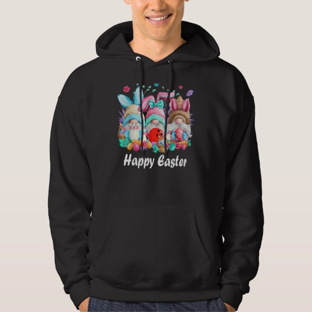 Happy Easter Eggs Bunny Gnomes Bowling  Easter Hoodie (Front)