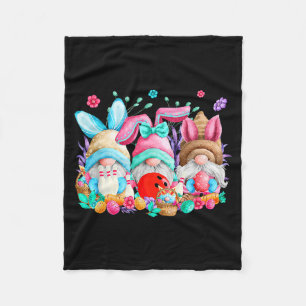 Happy easter eggs bunny gnomes bowling lover easte fleece blanket