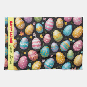 Happy Easter Eggs Collection Tea Towel