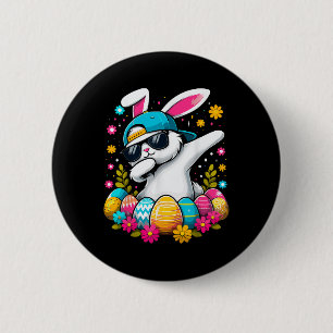 Happy Easter Eggs Cool Dabbing Bunny  6 Cm Round Badge