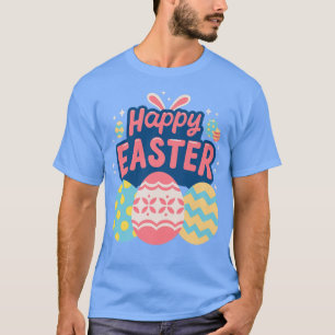 Happy Easter Eggs Cute Holiday Graphic Rabbit Ears T-Shirt