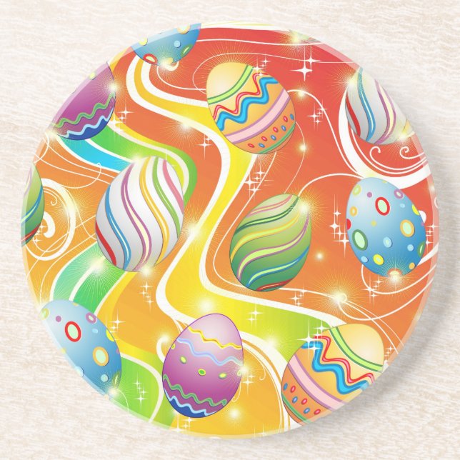 Happy Easter Eggs Festive Pattern Coaster (Front)
