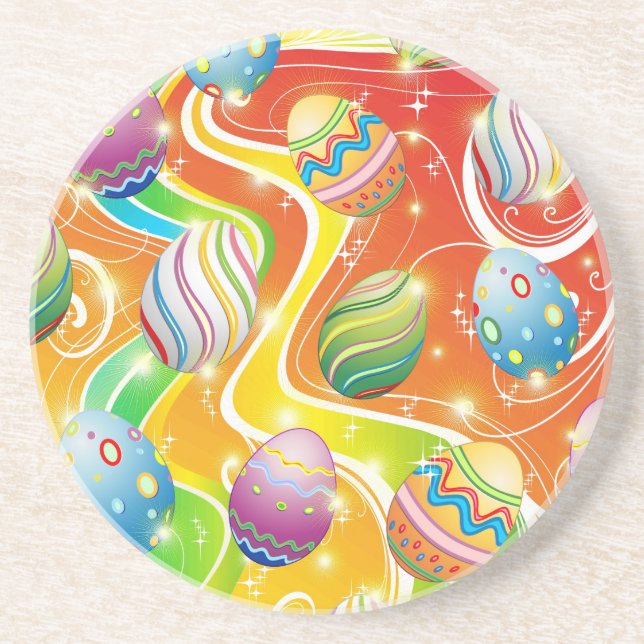 Happy Easter Eggs Festive Pattern Coaster (Front)