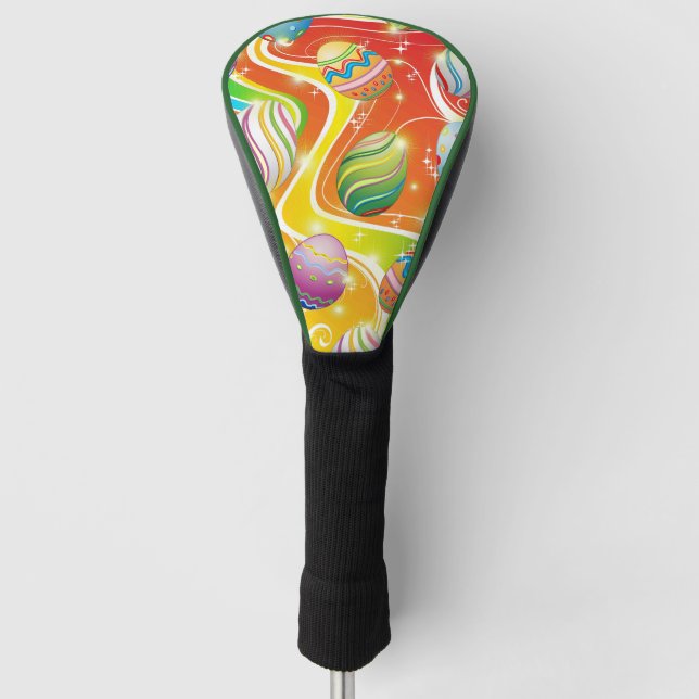 Happy Easter Eggs Festive Pattern Golf Head Cover (Front)