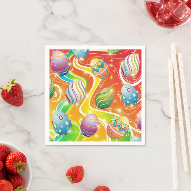 Happy Easter Eggs Festive Pattern Napkin (Insitu)