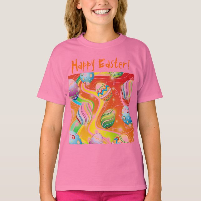 Happy Easter Eggs Festive Pattern T-Shirt (Front)