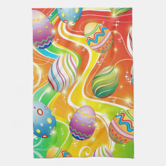 Happy Easter Eggs Festive Pattern Tea Towel
