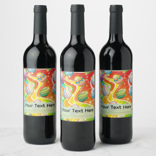 Happy Easter Eggs Festive Pattern Wine Label