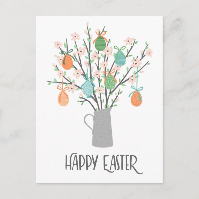 Happy Easter Eggs Floral Trees | Holidays Postcard (Front)