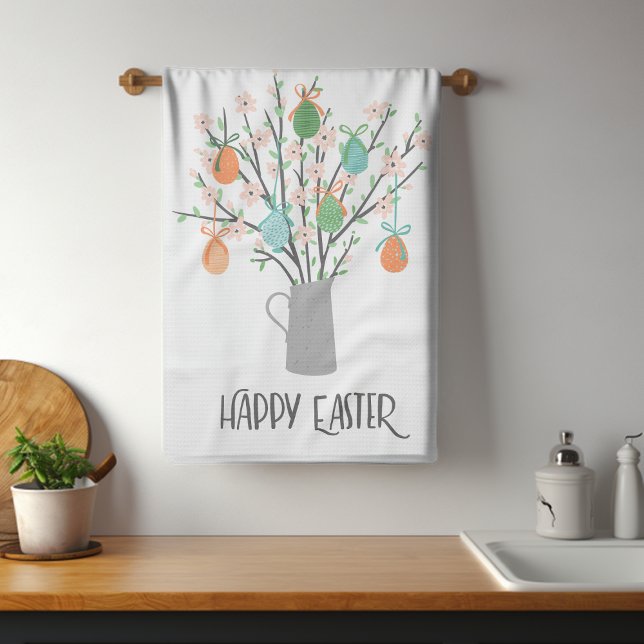 Happy Easter Eggs Floral Trees | Holidays Tea Towel (Creator Uploaded)