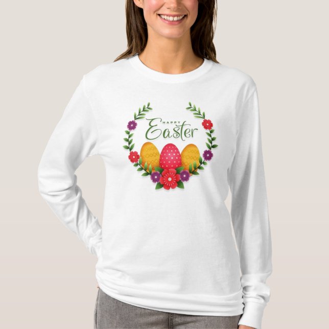 Happy Easter Eggs Flowers-23798 T-Shirt (Front)