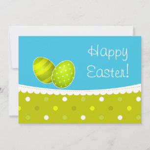 Happy Easter Eggs Green Blue Design Holiday Card