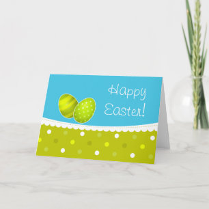 Happy Easter Eggs Green Blue Design Holiday Card