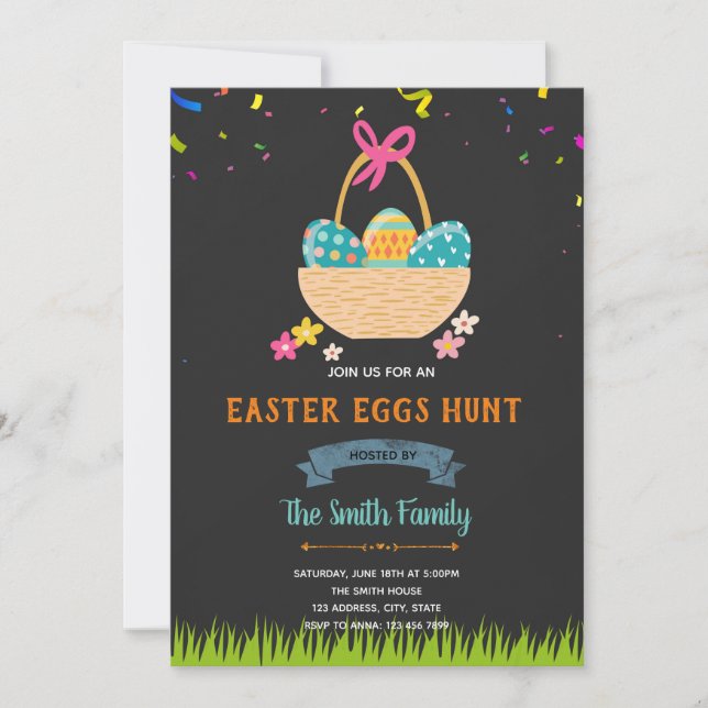 Happy Easter eggs hunt card (Front)