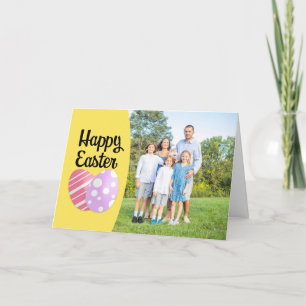 Happy Easter Eggs on Yellow Photo Frame Holiday Card