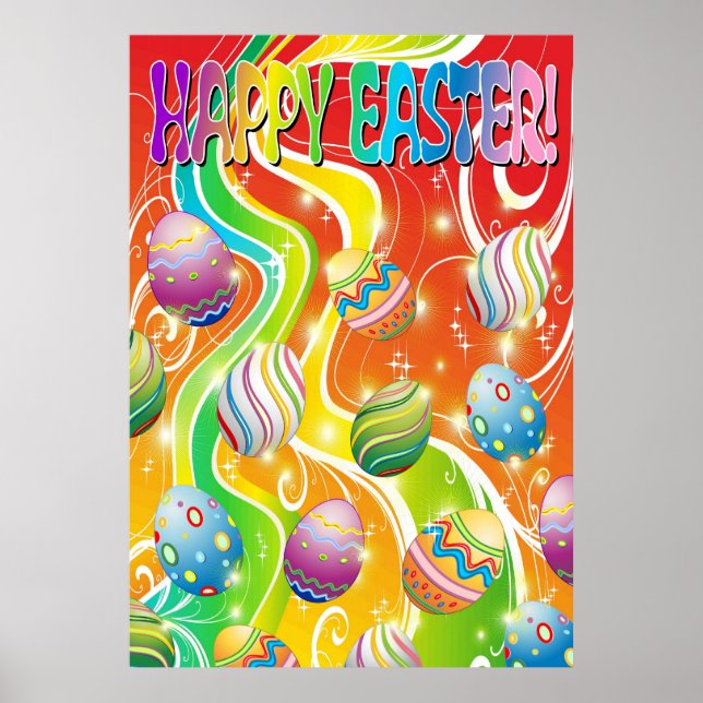 Happy Easter Eggs Ornamental Design Poster (Front)