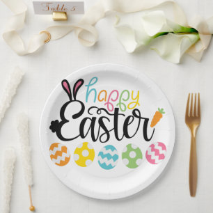 Happy Easter Eggs Paper Plate