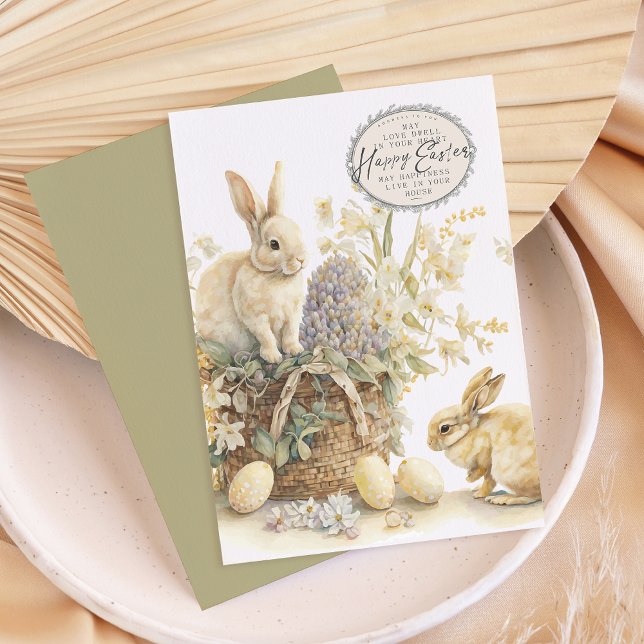 Happy Easter Eggs Watercolor Flat Holiday Card (Creator Uploaded)