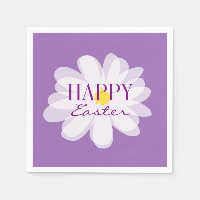 Happy Easter elegant pastel daisy flower napkins (Front)
