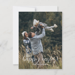 Happy Easter Elegant Script Family Personalised Postcard