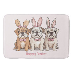 Happy Easter English Bulldogs Bath Mat