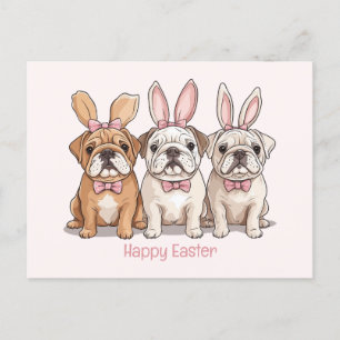 Happy Easter English Bulldogs Postcard