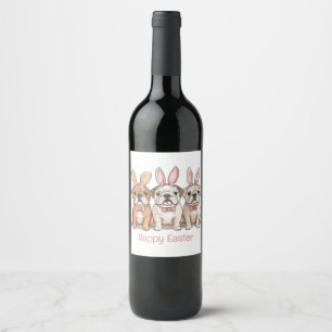 Happy Easter English Bulldogs Wine Label