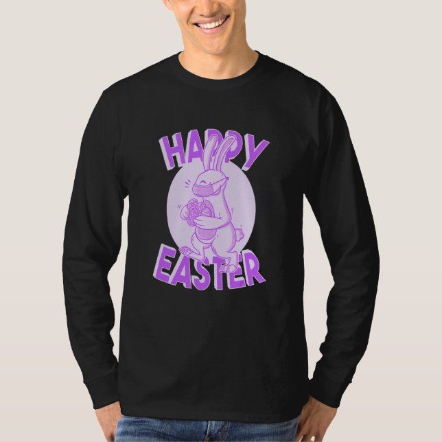 Happy Easter Face Mask Bunny Pastel Purple T-Shirt (Front)