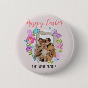 Happy Easter family,easter bunny family one photo 6 Cm Round Badge