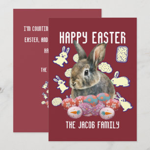  Happy Easter family, easter bunny, personalise   Holiday Card