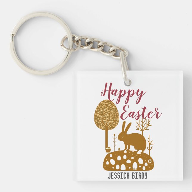  Happy Easter family, easter bunny, personalise  Key Ring (Front)