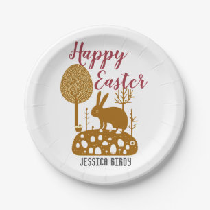 Happy Easter family, easter bunny, personalise Paper Plate