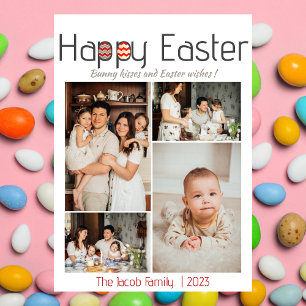 Happy Easter family, easter four photo collage Holiday Card