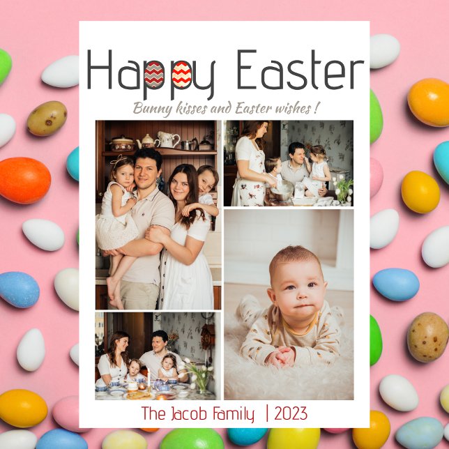 Happy Easter family, easter four photo collage  Holiday Card (Creator Uploaded)