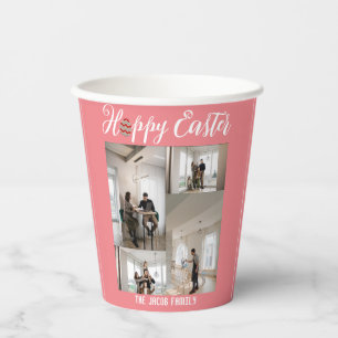 Happy Easter family, easter four photo collage Paper Cups