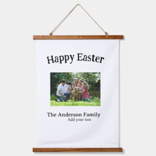 Happy Easter family photo name text reunion simple Hanging Tapestry
