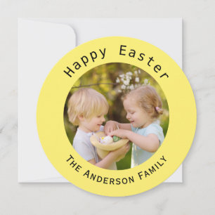 Happy Easter Family Photo Yellow Holiday Card