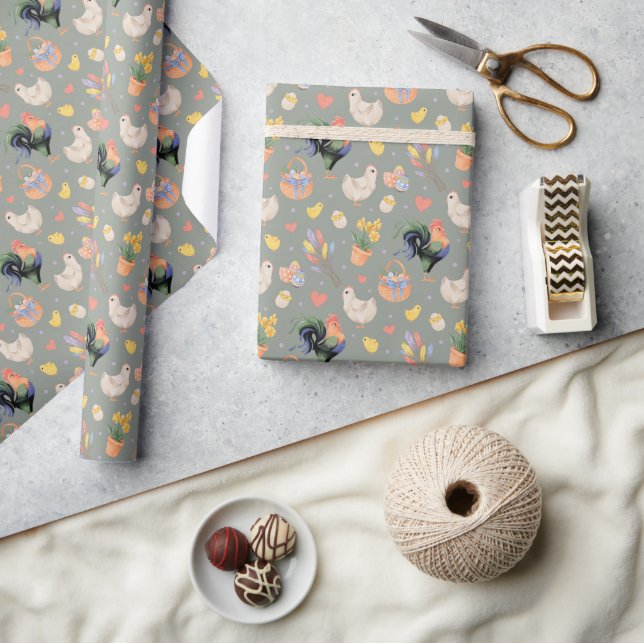 Happy Easter Family (Spanish Grey) Wrapping Paper (Crafts)