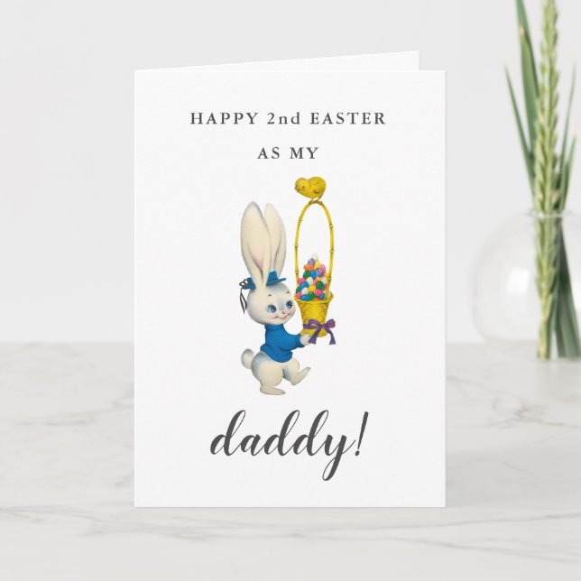Happy Easter father/dad cute rabbit Holiday Card (Front)