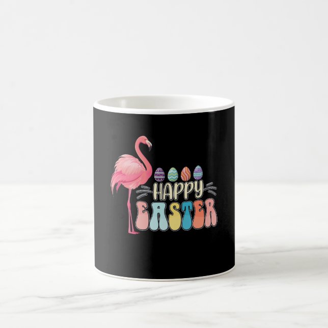 Happy Easter Flamingo Bunny Egg Basket Coffee Mug (Center)