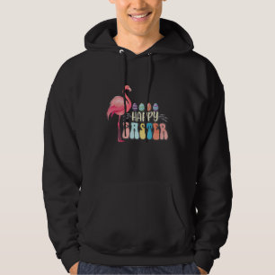 Happy Easter Flamingo Bunny Egg Basket Hoodie