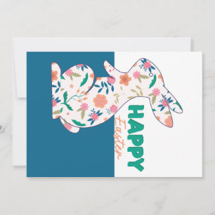 Happy Easter Floral Bunny Editable Greeting Card