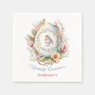 Happy Easter Floral Easter Egg Personalized Napkin