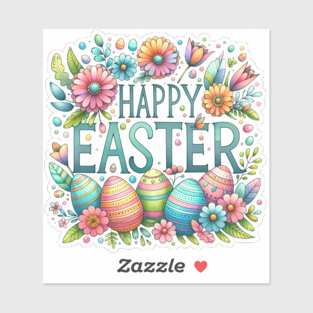 Happy Easter Floral Greeting Springtime Fun  (Sheet)