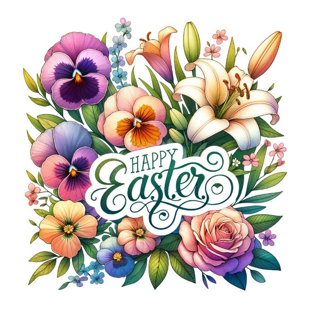 Happy Easter Floral Greeting Springtime Fun  Classic Round Sticker (Creator Uploaded)