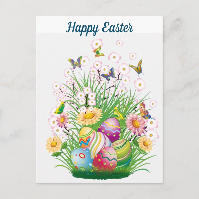 Happy Easter Floral   Holiday Postcard (Front)