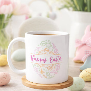 Happy Easter Floral Mug Pastel Easter Gift