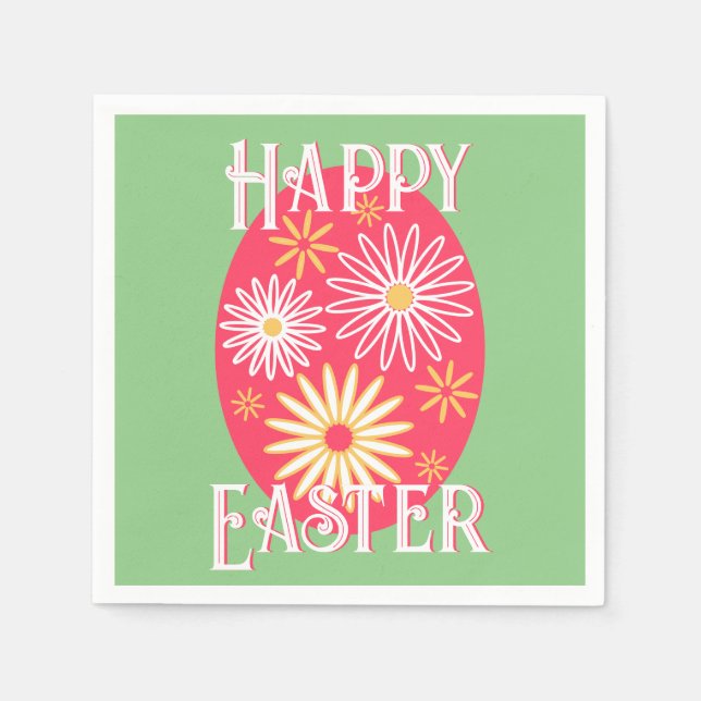 Happy Easter Floral Napkin (Front)